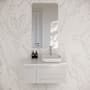 Fresca Lucera 36" Wall Mounted Single Basin Vanity Set with Cabinet, Quartz Vanity Top, and Right Offset Rectangular Vessel Sink White