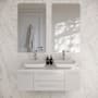 Fresca Lucera 48" Wall Mounted Double Basin Vanity Set with Wood Cabinet and Quartz Vanity Top White