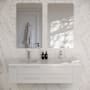 Fresca Lucera 60" Wall Mounted Double Basin Vanity Set with Cabinet and Quartz Vanity Top White