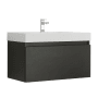 Fresca Mezzo 36" Wall Mounted Single Basin Vanity Set with Wood Cabinet and Stone Vanity Top Black