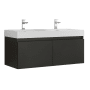 Fresca Mezzo 47" Wall Mounted Double Basin Vanity Set with Wood Cabinet and Stone Vanity Top Black