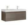Fresca Mezzo 47" Wall Mounted Double Basin Vanity Set with Wood Cabinet and Stone Vanity Top Gray Oak