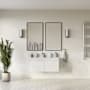Fresca Mezzo 48" Wall Mounted Double Basin Vanity Set with Cabinet and Acrylic Vanity Top White