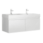 Fresca Mezzo 47" Wall Mounted Double Basin Vanity Set with Wood Cabinet and Stone Vanity Top White
