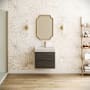 Fresca Valencia 24" Wall Mounted Single Basin Vanity Set with Cabinet and Acrylic Vanity Top Gray Oak