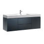 Fresca Valencia 60" Wall Mounted / Floating Single Vanity Set with Wood Cabinet and Acrylic Vanity Top Dark Slate Gray