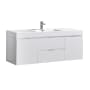 Fresca Valencia 60" Wall Mounted / Floating Single Vanity Set with Wood Cabinet and Acrylic Vanity Top Glossy White