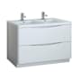 Fresca Tuscany 48" Free Standing Double Basin Vanity Set with Cabinet and Acrylic Vanity Top Glossy White