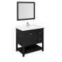 Fresca Manchester 36" Free Standing Single Basin Vanity Set with Wood Cabinet, Quartz Vanity Top, Framed Mirror, and Deck Mounted Faucet Black