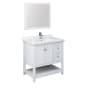 Fresca Manchester 36" Free Standing Single Basin Vanity Set with Wood Cabinet, Quartz Vanity Top, Framed Mirror, and Deck Mounted Faucet White