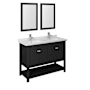 Fresca Manchester 48" Free Standing Double Basin Vanity Set with Cabinet, Quartz Vanity Top, and Framed Mirror Black