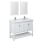 Fresca Manchester 48" Free Standing Double Basin Vanity Set with Cabinet, Quartz Vanity Top, and Framed Mirror White