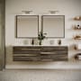 Fresca Formosa 72" Wall Mounted Double Basin Vanity Set with Cabinet, Quartz Vanity Top, and Framed Mirror Acacia Wood