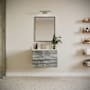 Fresca Formosa 30" Wall Mounted Single Basin Vanity Set with Cabinet, Quartz Vanity Top, and Framed Mirror Sage Gray
