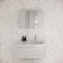 Fresca Lucera 36" Wall Mounted Single Basin Vanity Set with Cabinet, Quartz Vanity Top, Medicine Cabinet, and Right Offset Rectangular Sink White