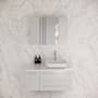 Fresca Lucera 36" Wall Mounted Single Basin Vanity Set with Cabinet, Quartz Vanity Top, Medicine Cabinet, and Right Offset Rectangular Vessel Sink White