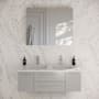 Fresca Lucera 48" Wall Mounted Double Basin Vanity Set with Cabinet, Quartz Vanity Top, and Medicine Cabinet Gray