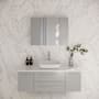 Fresca Lucera 48" Wall Mounted Single Basin Vanity Set with Cabinet, Quartz Vanity Top, and Medicine Cabinet Gray