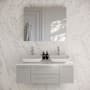 Fresca Lucera 48" Wall Mounted Double Basin Vanity Set with Cabinet, Quartz Vanity Top, and Medicine Cabinet Gray