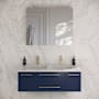 Fresca Lucera 48" Wall Mounted Double Basin Vanity Set with Cabinet, Quartz Vanity Top, and Medicine Cabinet Royal Blue