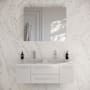 Fresca Lucera 48" Wall Mounted Double Basin Vanity Set with Cabinet, Quartz Vanity Top, and Medicine Cabinet White