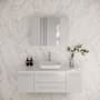 Fresca Lucera 48" Wall Mounted Single Basin Vanity Set with Cabinet, Quartz Vanity Top, and Medicine Cabinet White