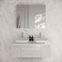 Fresca Lucera 48" Wall Mounted Double Basin Vanity Set with Cabinet, Quartz Vanity Top, and Medicine Cabinet White