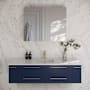 Fresca Lucera 60" Wall Mounted Single Basin Vanity Set with Cabinet, Quartz Vanity Top, and Medicine Cabinet Royal Blue