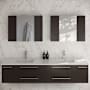 Fresca Lucera 72" Wall Mounted Double Basin Vanity Set with Cabinet, Quartz Vanity Top, and Medicine Cabinets Espresso