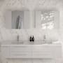 Fresca Lucera 72" Wall Mounted Double Basin Vanity Set with Cabinet, Quartz Vanity Top, and Medicine Cabinets White