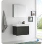 Fresca Mezzo 29-1/2" Wall Mounted / Floating Vanity Set with MDF Cabinet, Acrylic Top, Drop In Sink, Medicine Cabinet, and Single Hole Faucet Black