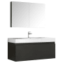 Fresca Mezzo 47-3/10" Wall Mounted / Floating Vanity Set with MDF Cabinet, Acrylic Top, Drop In Sink, Medicine Cabinet, and Single Hole Faucet Black