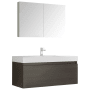 Fresca Mezzo 47-3/10" Wall Mounted / Floating Vanity Set with MDF Cabinet, Acrylic Top, Drop In Sink, Medicine Cabinet, and Single Hole Faucet Gray Oak