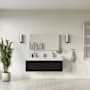 Fresca Mezzo 60" Wall Mounted Single Basin Vanity Set with Cabinet, Acrylic Vanity Top, and Medicine Cabinet Black