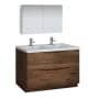Fresca Tuscany 48" Free Standing Double Basin Vanity Set with Acrylic Vanity Top and Two Single Hole Faucets Rosewood