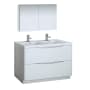 Fresca Tuscany 48" Free Standing Double Basin Vanity Set with Acrylic Vanity Top and Two Single Hole Faucets Glossy White