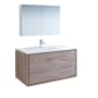 Fresca Catania 48" Wall Mounted Single Basin Vanity Set with Acrylic Vanity Top and One Single Hole Faucet Rustic Natural Wood