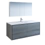 Fresca Catania 60" Wall Mounted Single Basin Vanity Set with Acrylic Vanity Top and One Single Hole Faucet Ocean Gray