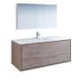 Fresca Catania 60" Wall Mounted Single Basin Vanity Set with Acrylic Vanity Top and One Single Hole Faucet Rustic Natural Wood