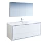 Fresca Catania 60" Wall Mounted Single Basin Vanity Set with Acrylic Vanity Top and One Single Hole Faucet Glossy White