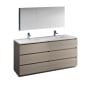 Fresca Lazzaro 72" Free Standing Double Basin Vanity Set with MDF Cabinet, Acrylic Vanity Top, Medicine Cabinet and Single Hole Bathroom Faucet Gray Wood