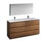 Fresca Lazzaro 72" Free Standing Double Basin Vanity Set with MDF Cabinet, Acrylic Vanity Top, Medicine Cabinet and Single Hole Bathroom Faucet Rosewood