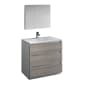 Fresca Lazzaro 36" Free Standing Single Basin Vanity Set with Acrylic Vanity Top and One Single Hole Faucet Glossy Ash Gray