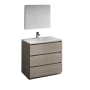 Fresca Lazzaro 36" Free Standing Single Basin Vanity Set with Acrylic Vanity Top and One Single Hole Faucet Gray Wood