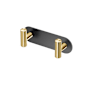 Gatco Latitude II Double Robe Hook Rack Matte Black / Brushed Brass