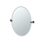 Gatco Latitude II 19-1/2" W x 26-1/2" H Oval Metal Frameless Bathroom Wall Mirror Matte Black