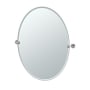 Gatco Latitude II 24" W x 32" H Oval Frameless Bathroom Wall Mirror Satin Nickel