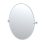 Gatco Sky 32" x 27-7/8" Contemporary Oval Frameless Bathroom Wall Mirror Satin Nickel