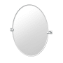 Gatco Waterline 32" x 28" Contemporary Oval Frameless Bathroom Wall Mirror Chrome