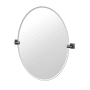 Gatco Waterline 32" x 28" Contemporary Oval Frameless Bathroom Wall Mirror Matte Black